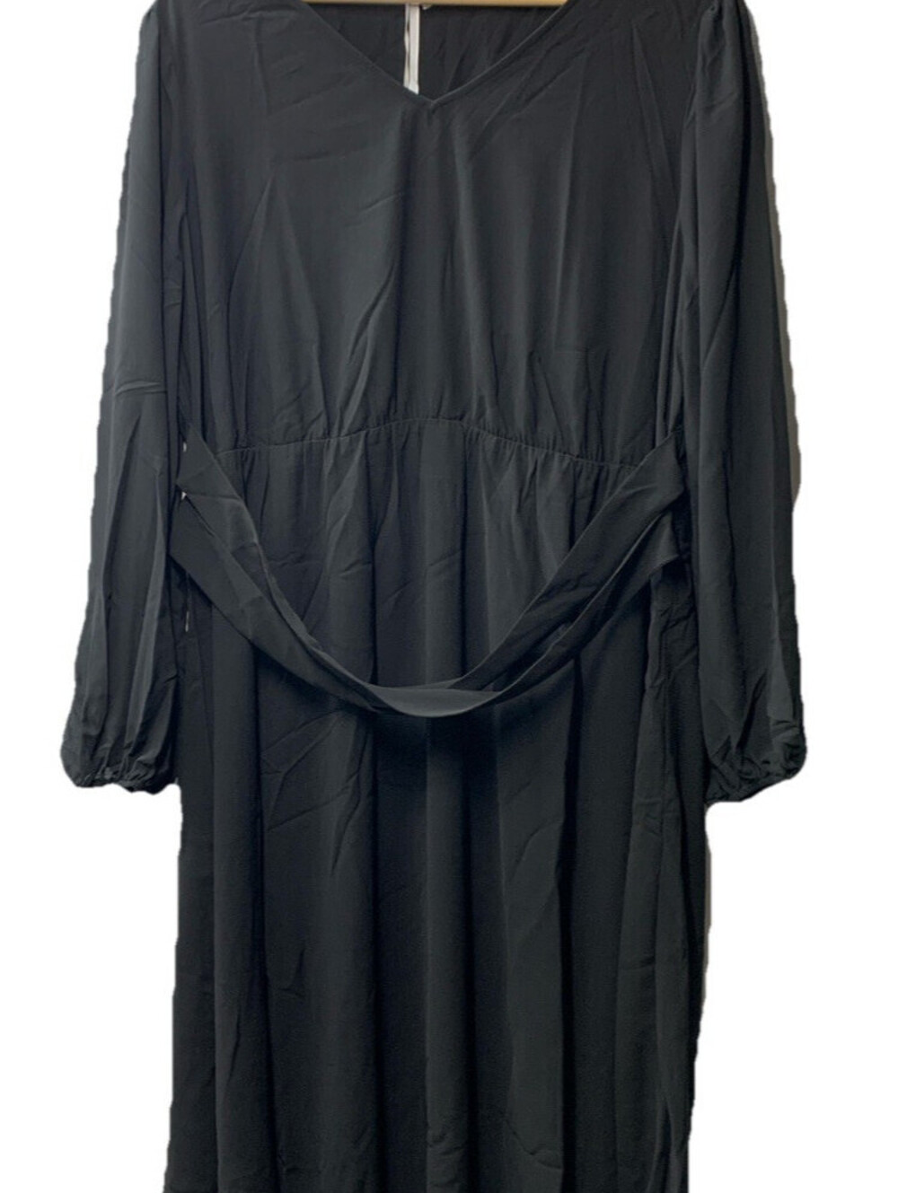 GRACE KARIN Women's Chiffon Dresses V Neck Long Sleeve Smocked Size 2XL Black